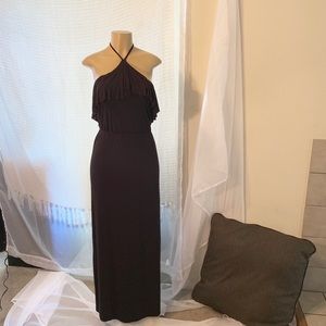 Velvet Torch Maxi Dress - Fringed Top - Tie Top